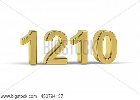 Golden 3d Number 1210 - Year 1210 Isolated On White Background - 3d Render