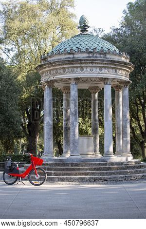 Rome, Italy - October 10, 2020: Neoclassical Small Circular Temple Of Diana (tempietto Di Diana) In 