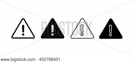 Exclamation Danger Vector Icons Set. Attention, Hazard Warning Attention Sign In Triangle