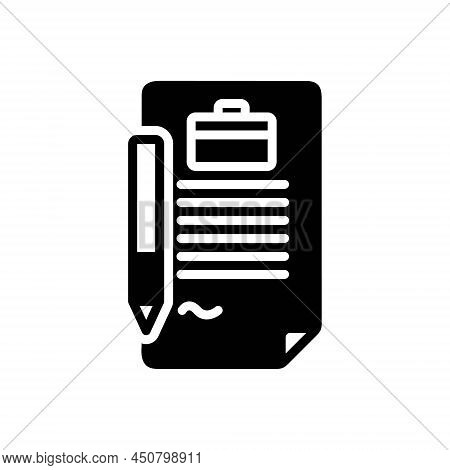 Black Solid Icon For Agreements Contract Bond Appendage Covenant Document Notary
