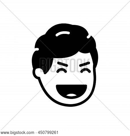 Black Solid Icon For Laughing Guffaw Nicker Happy Smile Jibe Jest