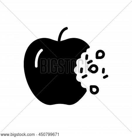 Black Solid Icon For Bite Kerf Delicious Fruit Healthy Juicy Eat