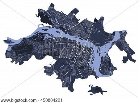 Dnipro Vector Map. Detailed Vector Map Of Dnipro City Administrative Area. Cityscape Poster Metropol