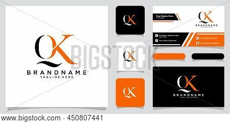 Qk, Kq Abstract Initial Monogram Letter Alphabet Logo Design With Business Card Design
