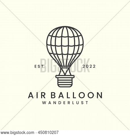 Air Balloon With Line Art Style Logo Icon Template Design. Flight, Hotair, Adventure, Festival, Vect