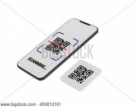 Qr Code Scan Concept - Mobile Phone With Barcode Scanning Process 3d Render Illustration.