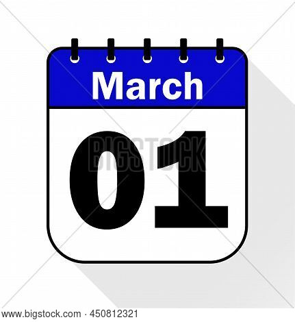 March Day 1 Blue - Calendar Icon - Vector Illustration