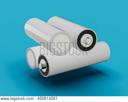 Aa Size Battery Isolated On White Background Blank Rechargeable Battery Aa Or Aaa Size 3d Illustrati