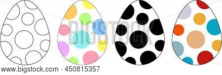 Painted Colorful Vector Easter Eggs Linear Set