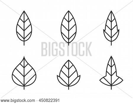 Leaf Shapes Line Icon Set. Botanical, Nature And Environment Symbol