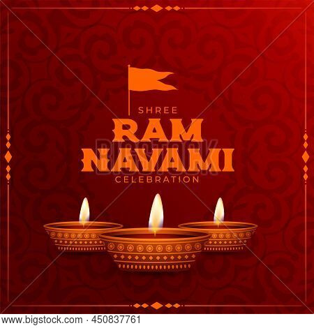 Festival Greeting Of Ram Navami Holiday Vector Illustration