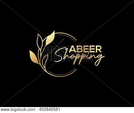 Golden Luxury Circle Leaves For Cosmetic, Restaurant, Boutique, Hotel Logo Concept Vector