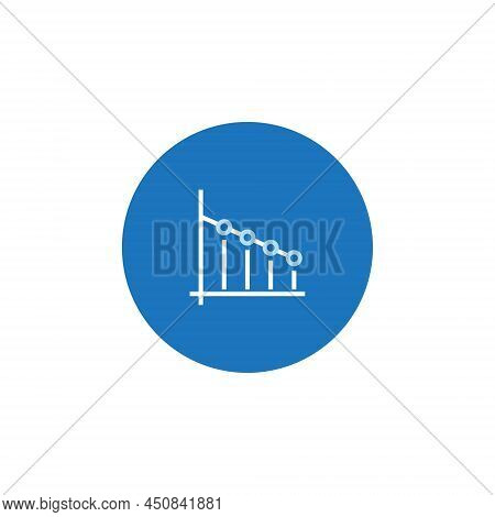 Decrease Chart, Drop Graph Icon Vector In Circle Shape