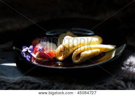 Pancakes, Strawberries And Cream