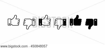 Hand Thumb Up And Thumb Down, Vector Icons Set. Ok, No, Like, Dislike Concept In сircle