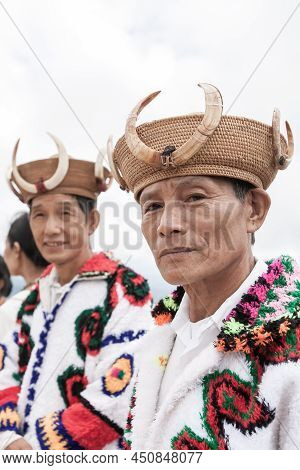 Chiang Mai, Thailand - July 30, 2010: Kachin Or Jingpo Ethnic Senior Men In Traditional Clothing Wea