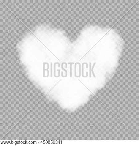 Heart Shape Fluffy Cloud On Transparent Background For Backdrop Template Decoration Or Web Banner Co
