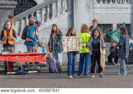 Maastricht, South Limburg, Netherlands. March 13, 2022. Protest: No Racism, No Fascism In The Counci