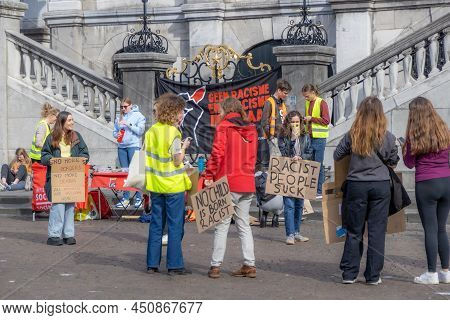 Maastricht, South Limburg, Netherlands. March 13, 2022. Protest: No Racism, No Fascism In The Counci