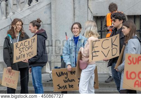 Maastricht, South Limburg, Netherlands. March 13, 2022. Protest: No Racism, No Fascism In The Counci