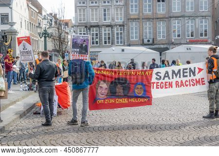 Maastricht, South Limburg, Netherlands. March 13, 2022. Protest: No Racism, No Fascism In The Counci