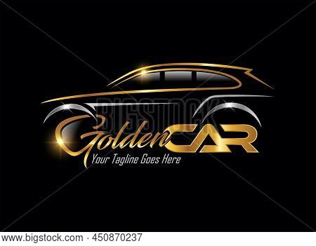 A Vector Illustration Of Golden Luxury Car Logo Sign