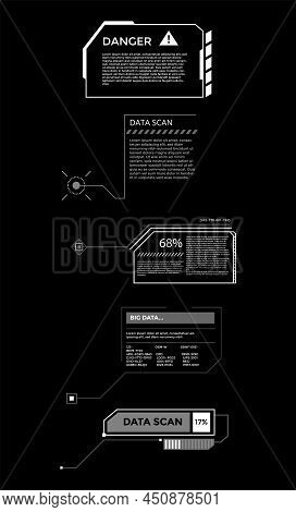 Callouts Titles Banner. Futuristic Digital Line Text Frame Boxes And Label Emplate Set. Pop-up Or De