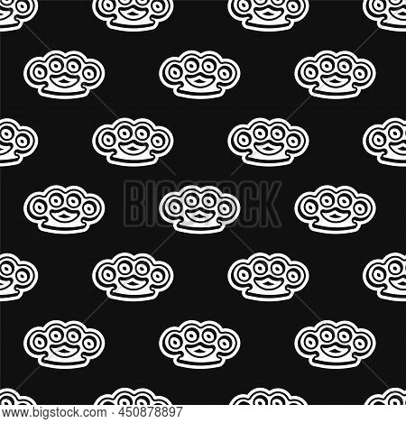 Brass Knuckles Fashion Seamless Pattern. Vector Hand Drawn Doodle Cartoon Line Illustration. Brass K
