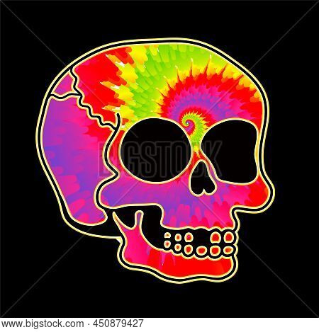 Tie Dye Psychedelic Surreal Skull.vector Tiedye Cartoon Character Illustration Logo.skull Tie Dye Me
