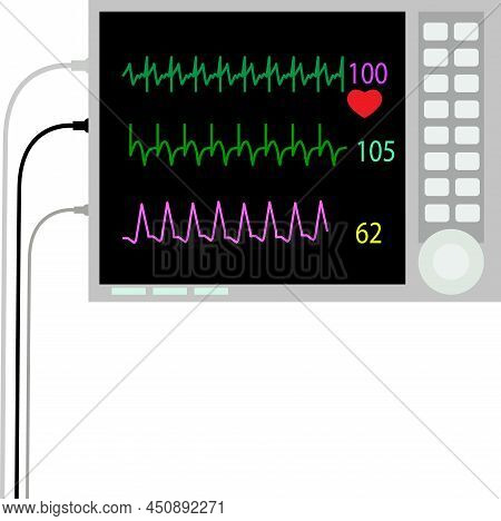 Medical Electro Cardio Graph Icon On White Background. Electrocardiograph Symbol. Medical Device Sig