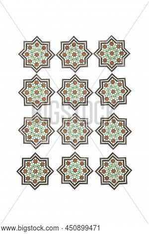 Khatam Pieces, Traditional Iranian Mosaic Technique. Isfahan, Iran. Abstract Background.