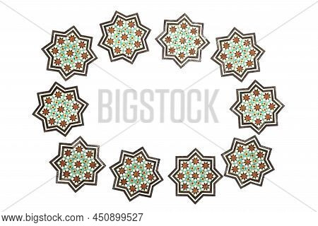 Khatam Pieces, Traditional Iranian Mosaic Technique. Isfahan, Iran. Abstract Background.