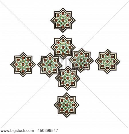 Khatam Pieces, Traditional Iranian Mosaic Technique. Isfahan, Iran. Abstract Background.