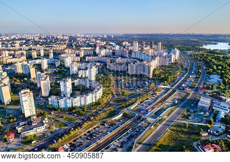 Birds Eye View Of Troieshchyna District Of Kiev, The Capital Of Ukraine Before The War With Russia
