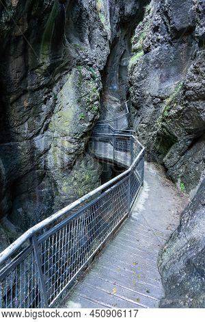View Of The Yecla Gorge And Its Walkway In Burgos, Spain