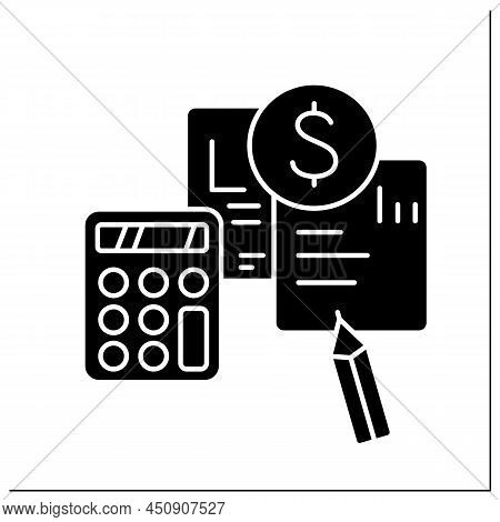 Pro Forma Invoice Glyph Icon.preliminary Bill Of Sale.document Describes Purchased Items, Shipping, 