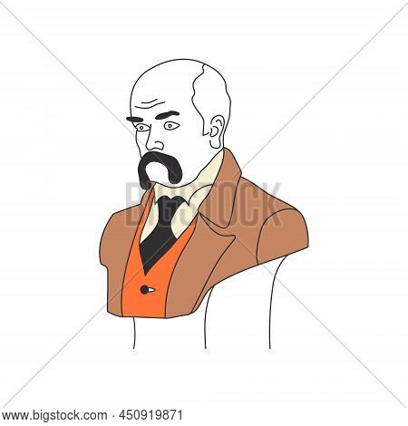 Portrait Of Taras Shevchenko. Ukrainian Writer. Poet. Illustration Of Pencils. White Background. Iso