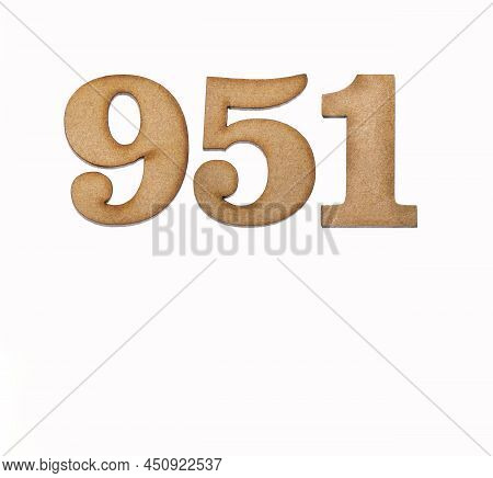 Number 951 In Wood, Isolated On White Background