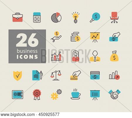 Business And Finance Web Outline Isolated Icon Set. Graph Symbol For Your Web Site Design, Logo, App