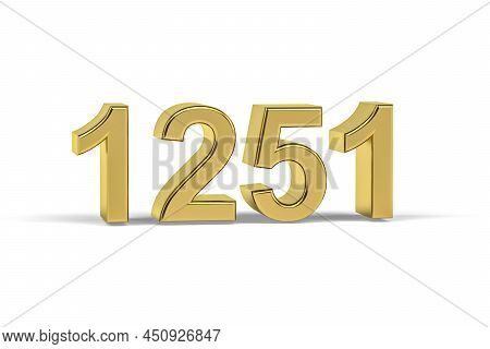 Golden 3d Number 1251 - Year 1251 Isolated On White Background - 3d Render