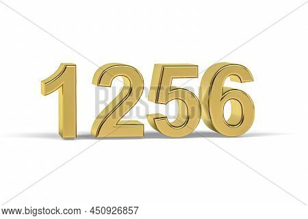 Golden 3d Number 1256 - Year 1256 Isolated On White Background - 3d Render