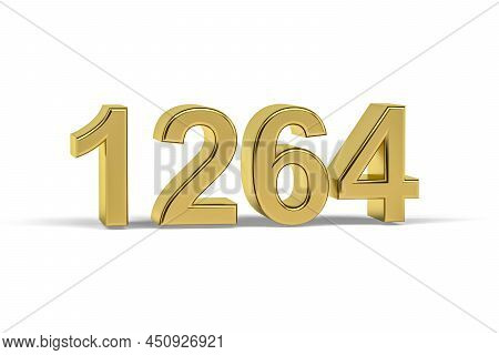 Golden 3d Number 1264 - Year 1264 Isolated On White Background - 3d Render