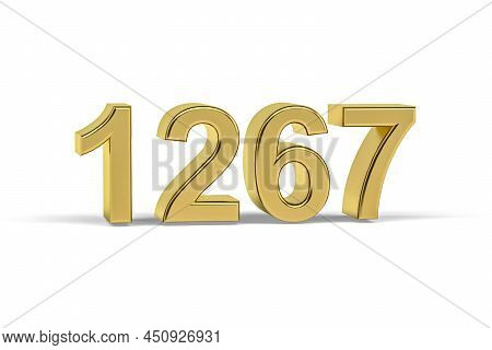 Golden 3d Number 1267 - Year 1267 Isolated On White Background - 3d Render