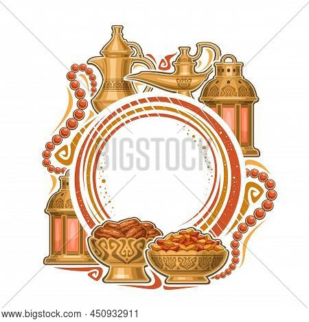Vector Frame For Ramadan Iftar With Copy Space For Wishing Text, Decorative Price Tag With Illustrat