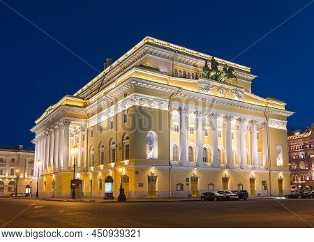 Alexandrinsky Theater At Night, St. Petersburg, Russia