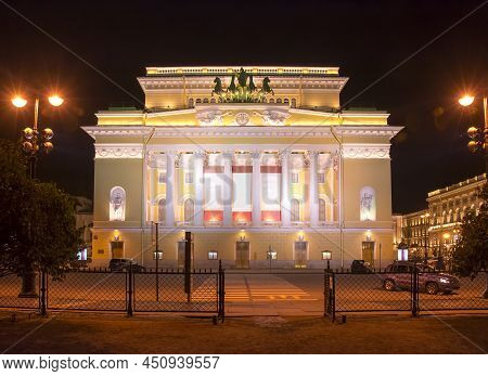 Alexandrinsky Theater At Night, St. Petersburg, Russia