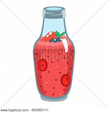 Isolated Strawbery Smoothie Food Healthy Nutrition Vector Illustration