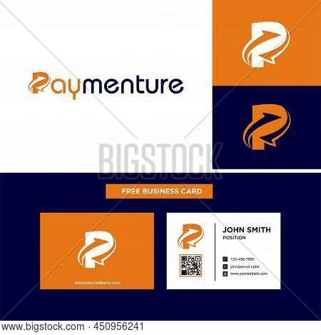Letter P - Logo Design Element With Business Card. Logo Initial Letter Pl Modern Digital Pay Later T