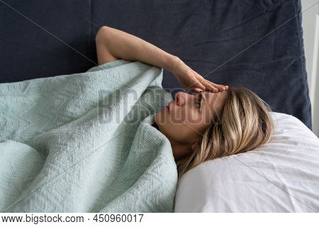 Angry Middle Age Woman Annoyed By Loud Neighbours, Looking Up, Suffering From Insomnia Or Stress. Ti