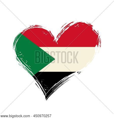 Sudanese Flag Heart-shaped Grunge Background. Vector Illustration.